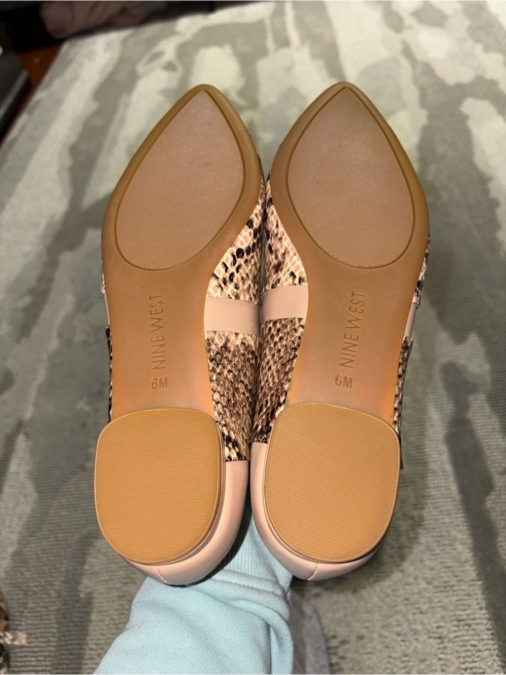 Nine West Snake-Print Pointed Toe Flats in Tan and Black - Picture 6 of 6